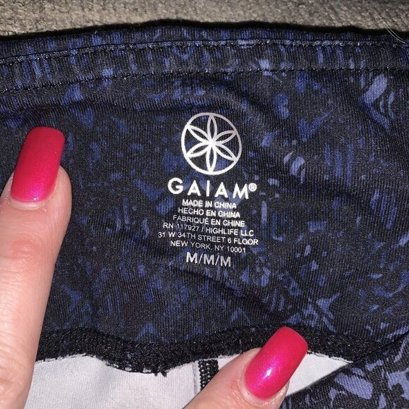 Gaiam Women's Midnight Blue Mixed Print Full Length Active Leggings size Medium - Picture 7 of 9